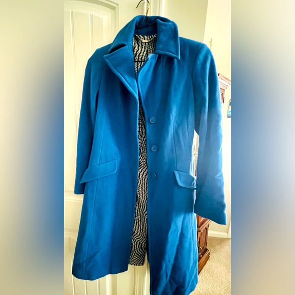 Vintage Laura Ashley gorgeous twinkle ✨ Blue wool coat. - Picture 1 of 5